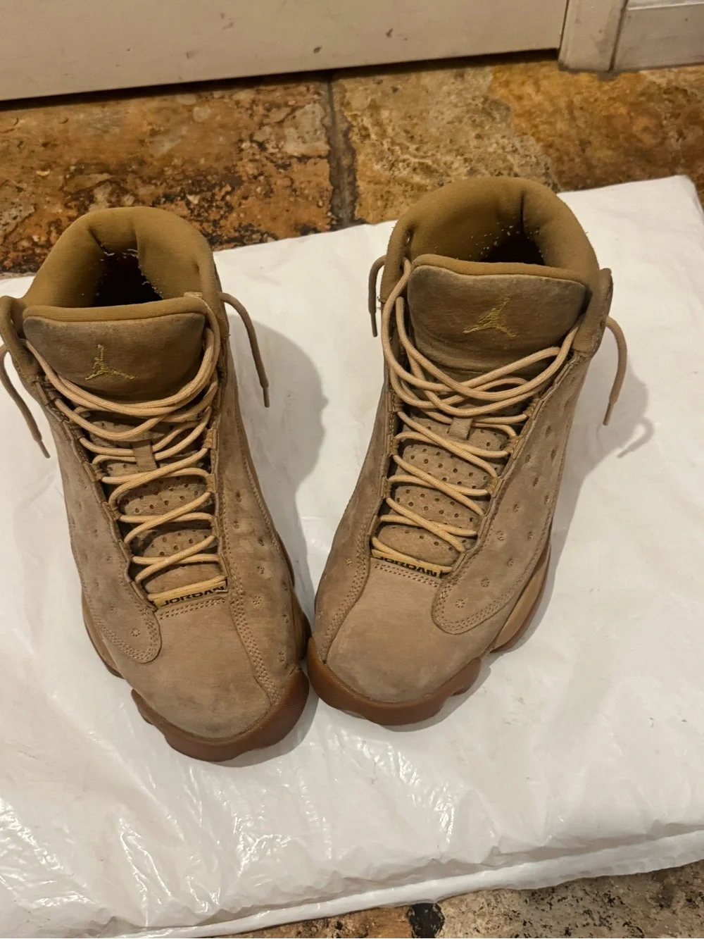 Jordan Men’s Tan Suede High-Top Basketball Shoes